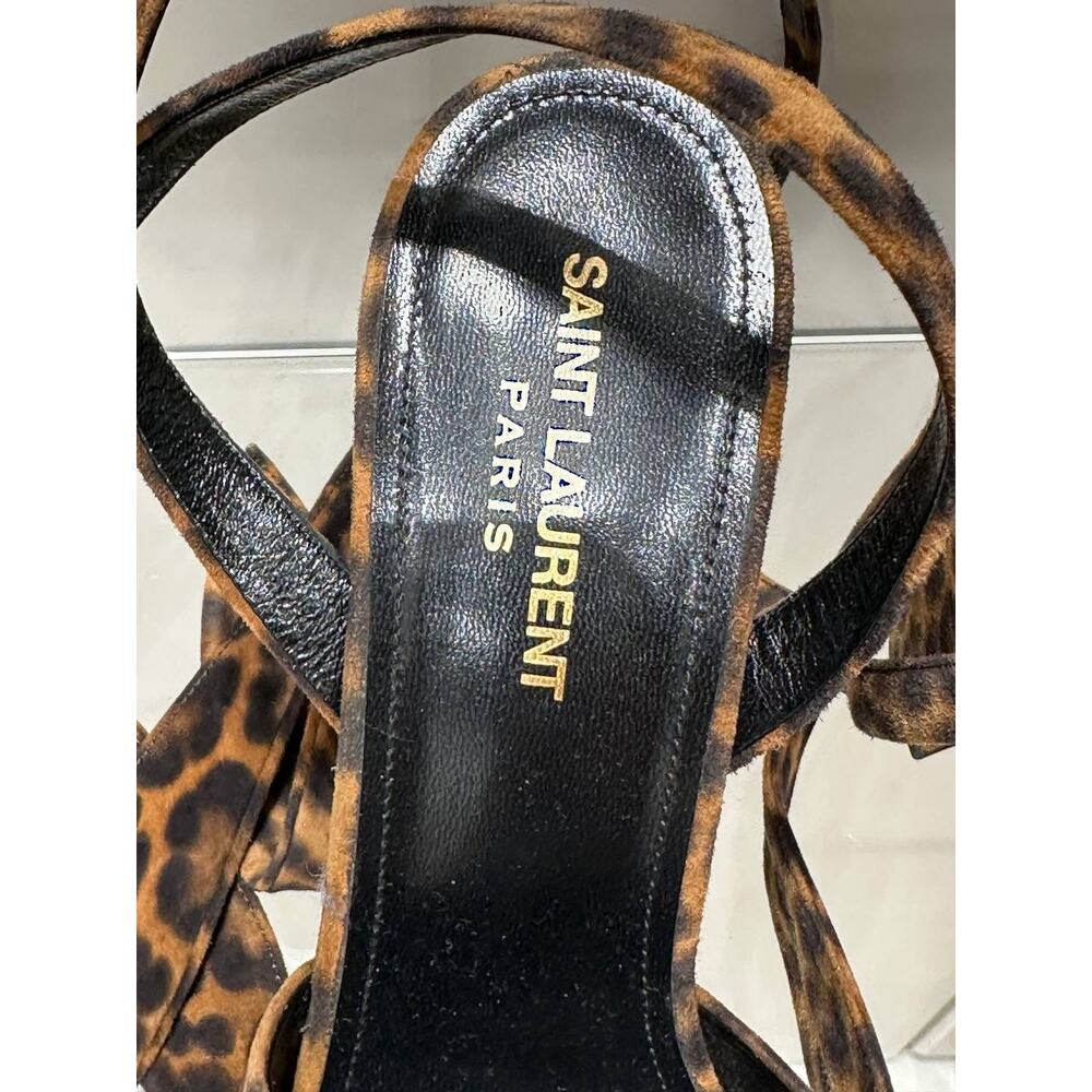 Saint Laurent Bianca Leopard Suede Platform Heels Sz.38 - Picture 5 of 9